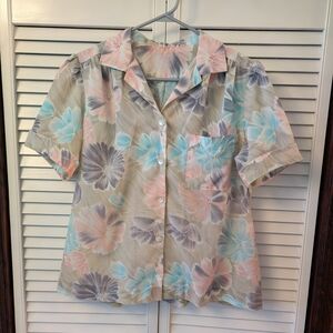Floral Button-Up Blouse - Multicolor